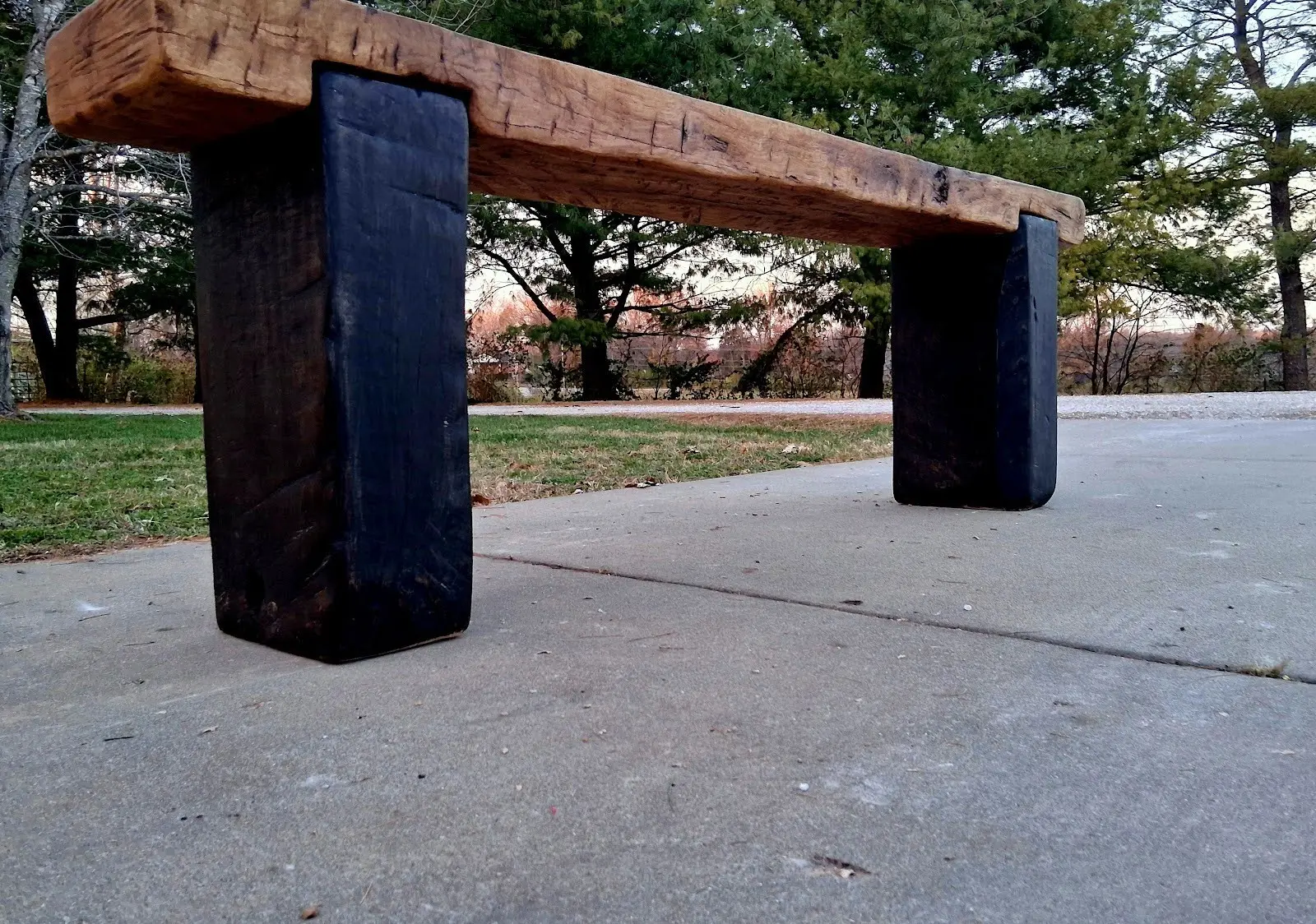 Handcrafted wooden console table with wood grain