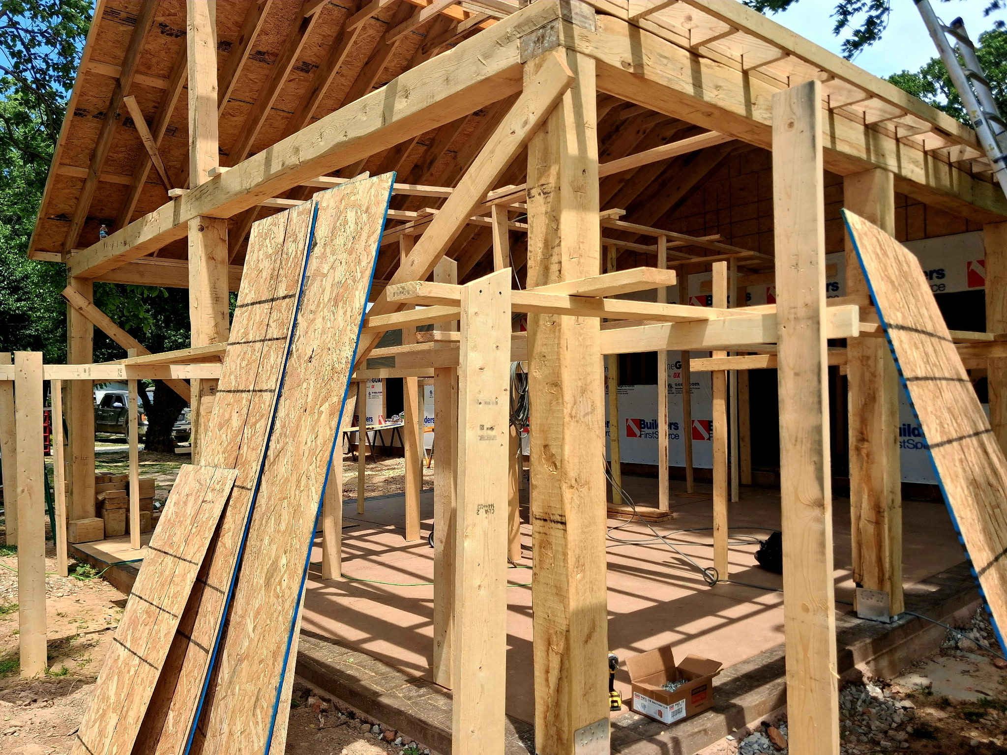 Large timber beam installation